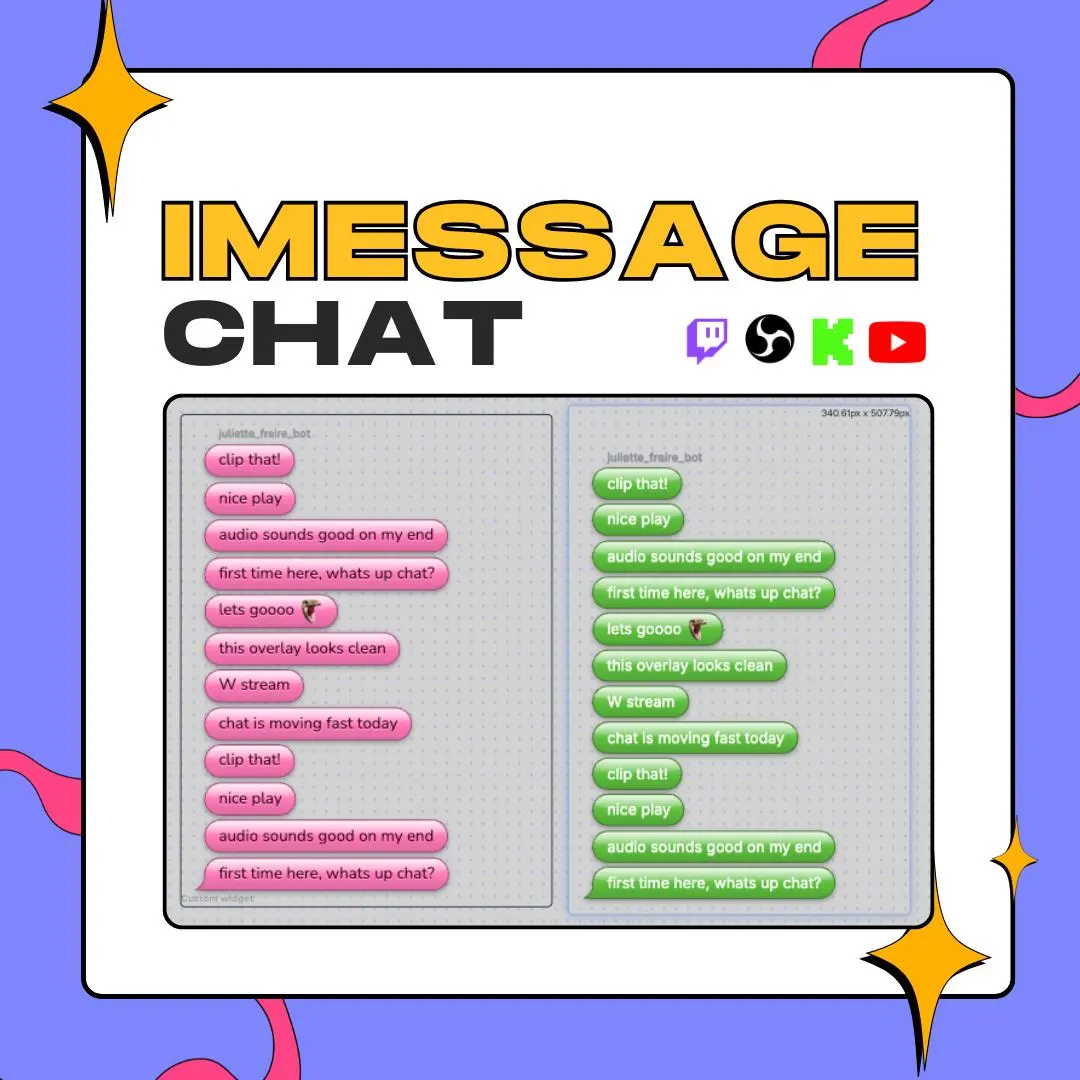 Retro iMessage Twitch Chat Overlay, Glossy Message Bubbles for StreamElements and OBS thumbnail
