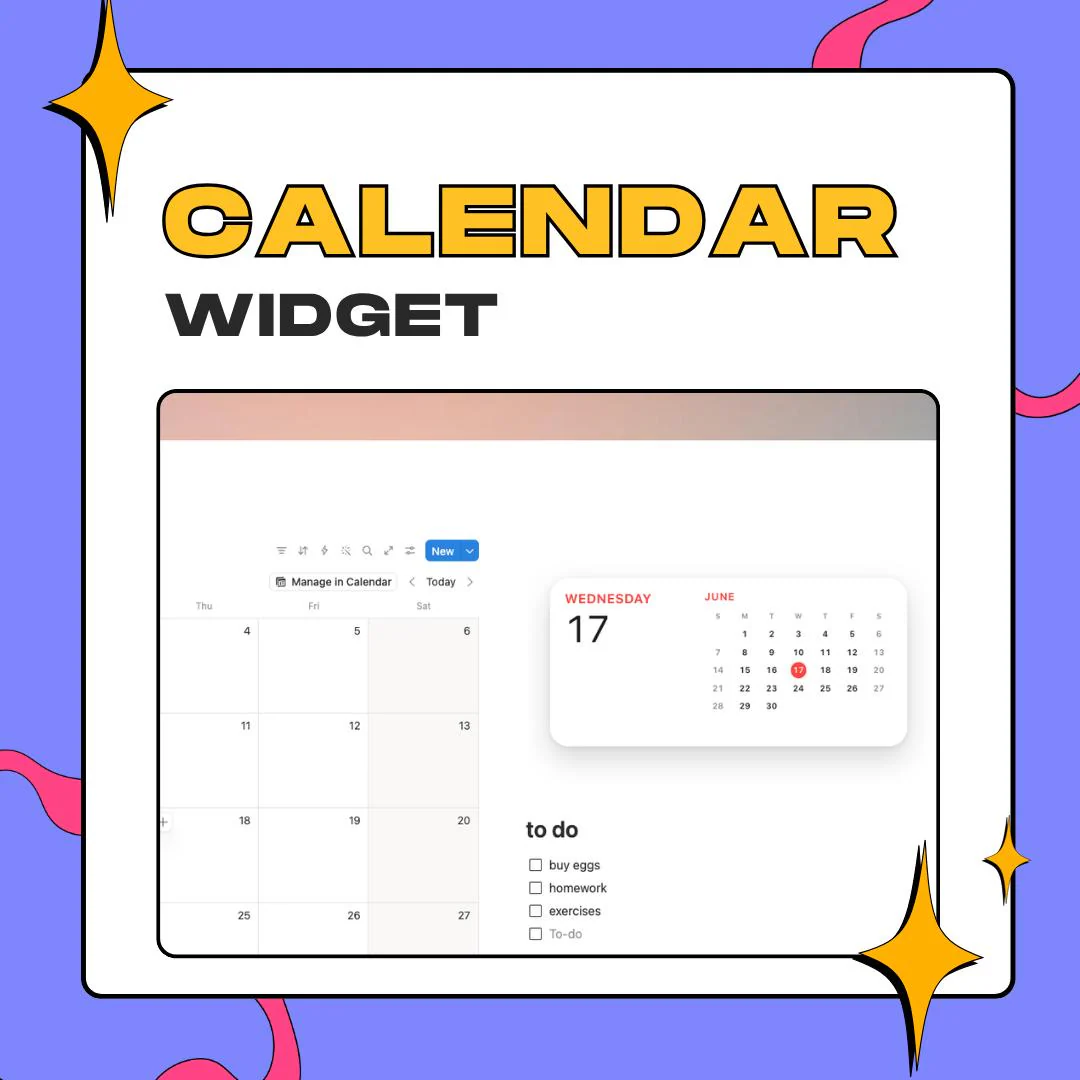 Notion Calendar Widget | iOS Style Planner Embed (Digital Download) thumbnail