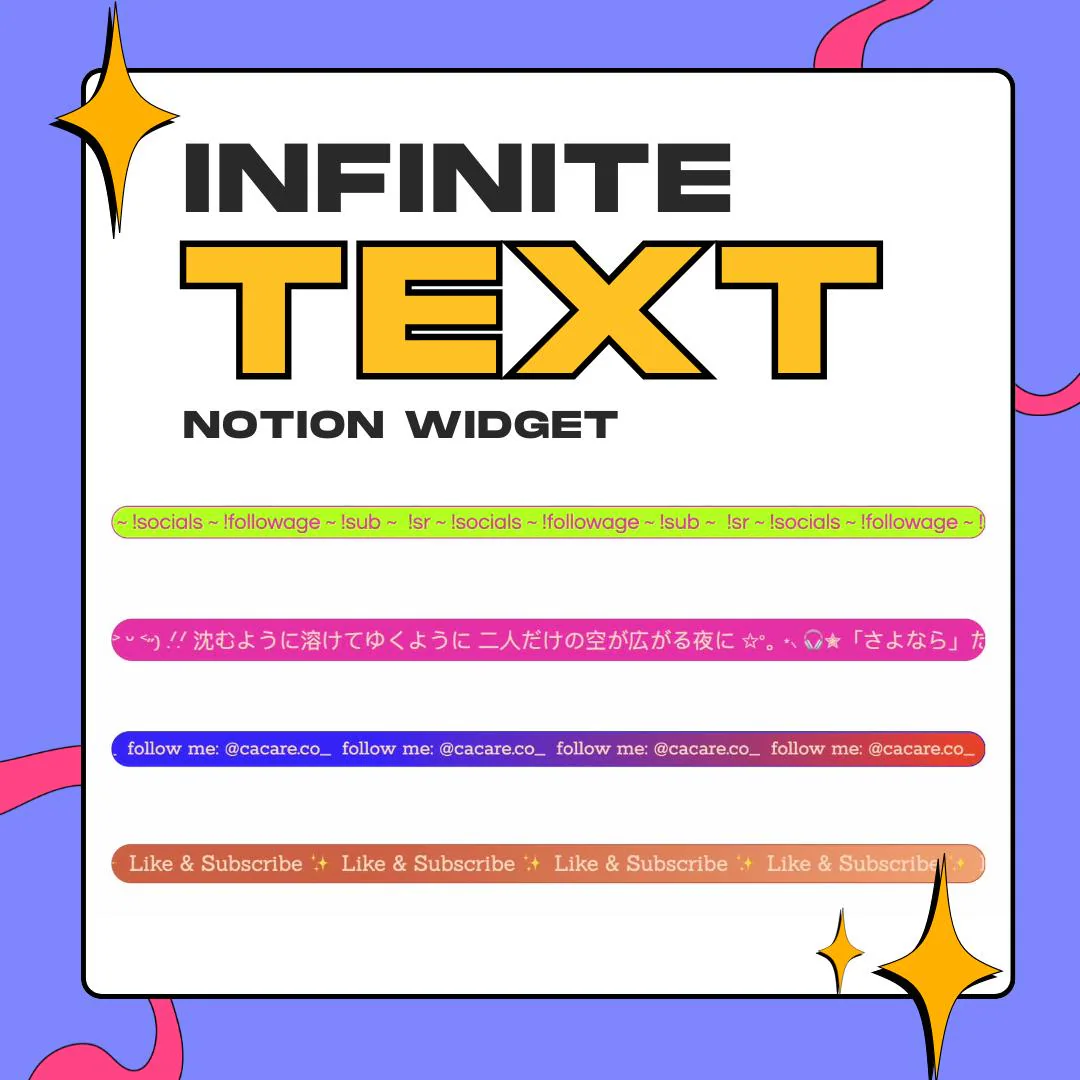 Scrolling Text Widget for Notion | Infinite Marquee Banner Embed | Custom Colors Font Speed thumbnail